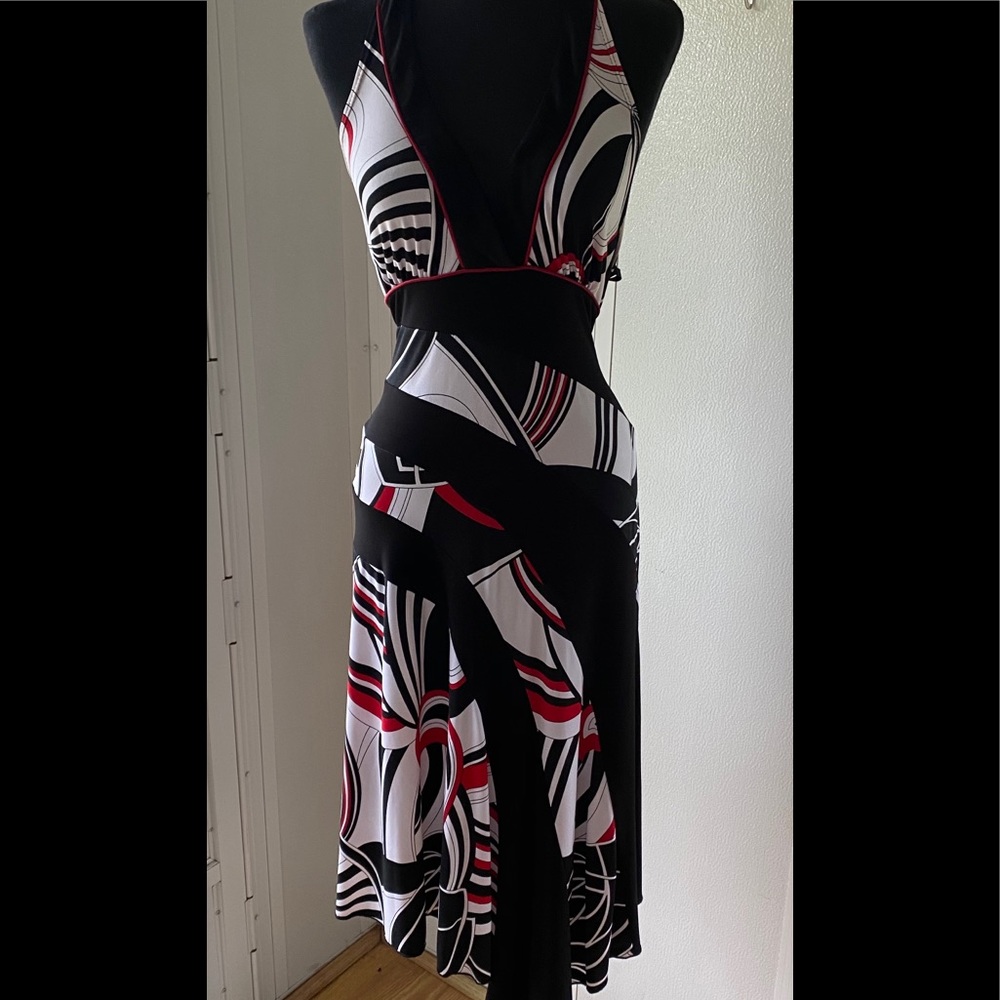 BCX Halter printed stretch jersey dress
